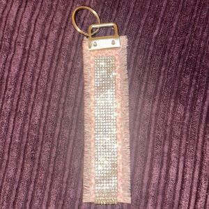 Frayed Rhinestone Wristlet Keychain .